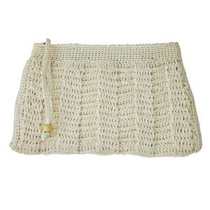 Vintage 1960's White Crochet Clutch Korean Made Handbag